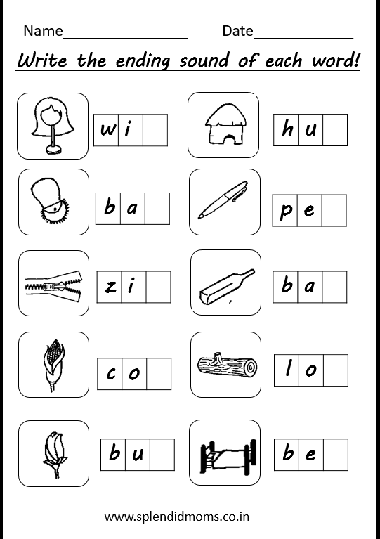 Ending Sounds Worksheets And Printables For Preschool And Kindergarten 