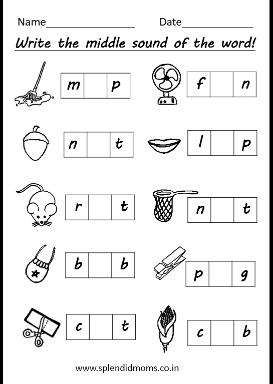 Free Printable Middle Sound Worksheets For Kindergarten
