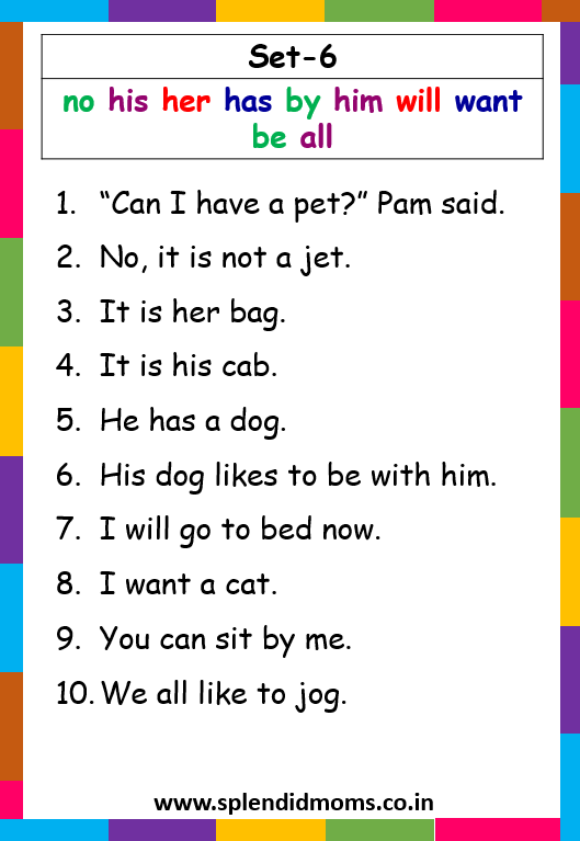 6th grade sight words with sentences