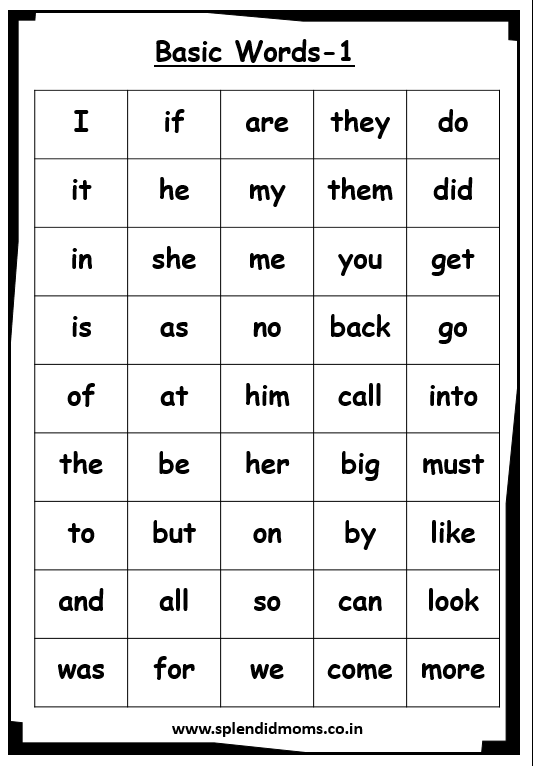 Basic Words For Kids