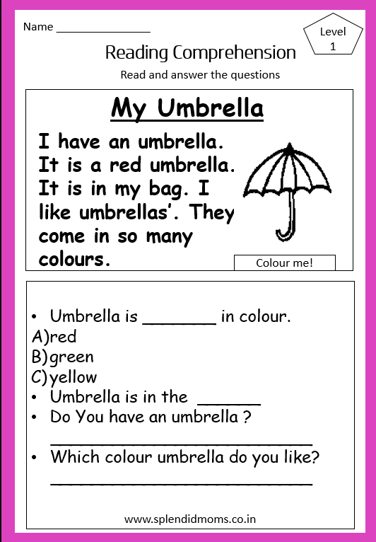 comprehension passage for kids
