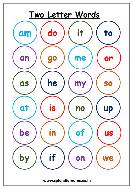 Two Letter Words Reading Writing And Matching Worksheets For Preschool And Kindergarten Kids