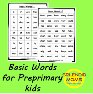 basic sight words in english for class 1