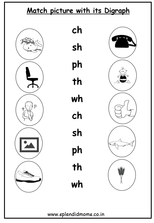 digraphs ch sh ph wh th words Worksheet Activity Sheet