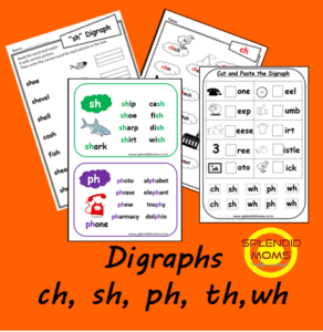 digraphs free ch sh ph wh th words Worksheet Activity Sheet