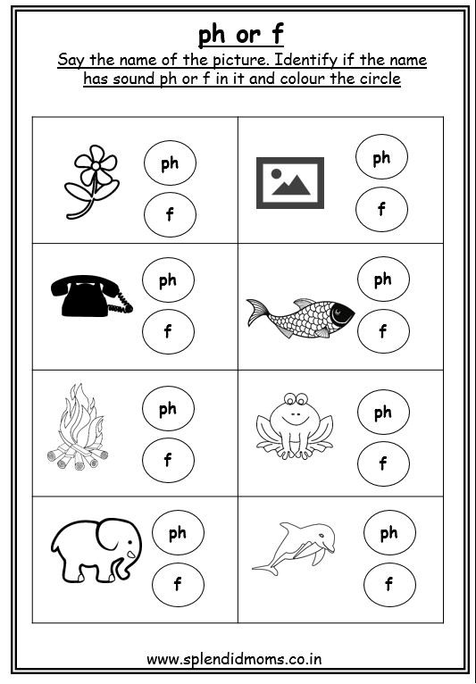 digraphs ch sh ph wh th words Worksheet Activity Sheet