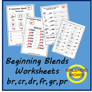 br cr fr gr pr beginning blend activity sheets