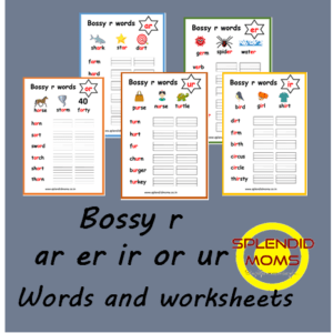 Bossy R controles vowels ar er ir or ur free worksheets
