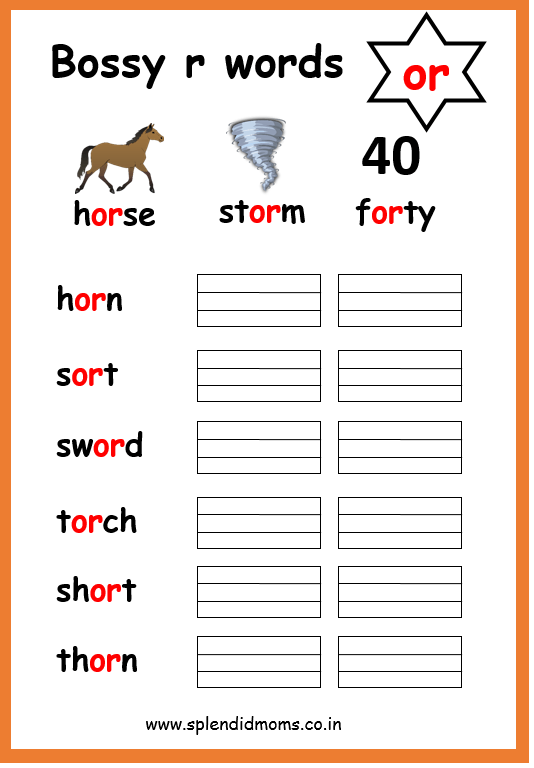 Bossy R controlled vowels or words free worksheet