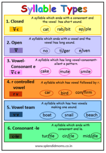 syllable types anchor chart