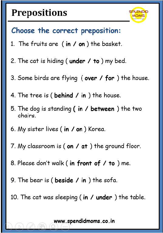 Preposition worksheet free download