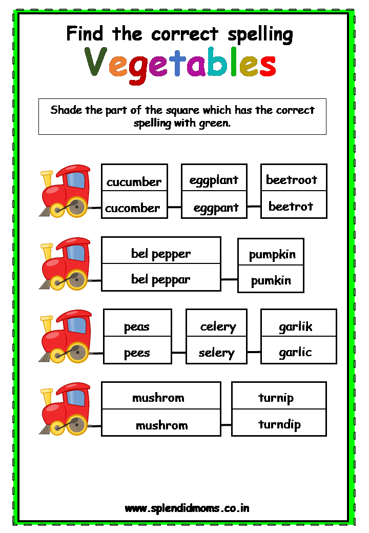 vegetable name free worksheet