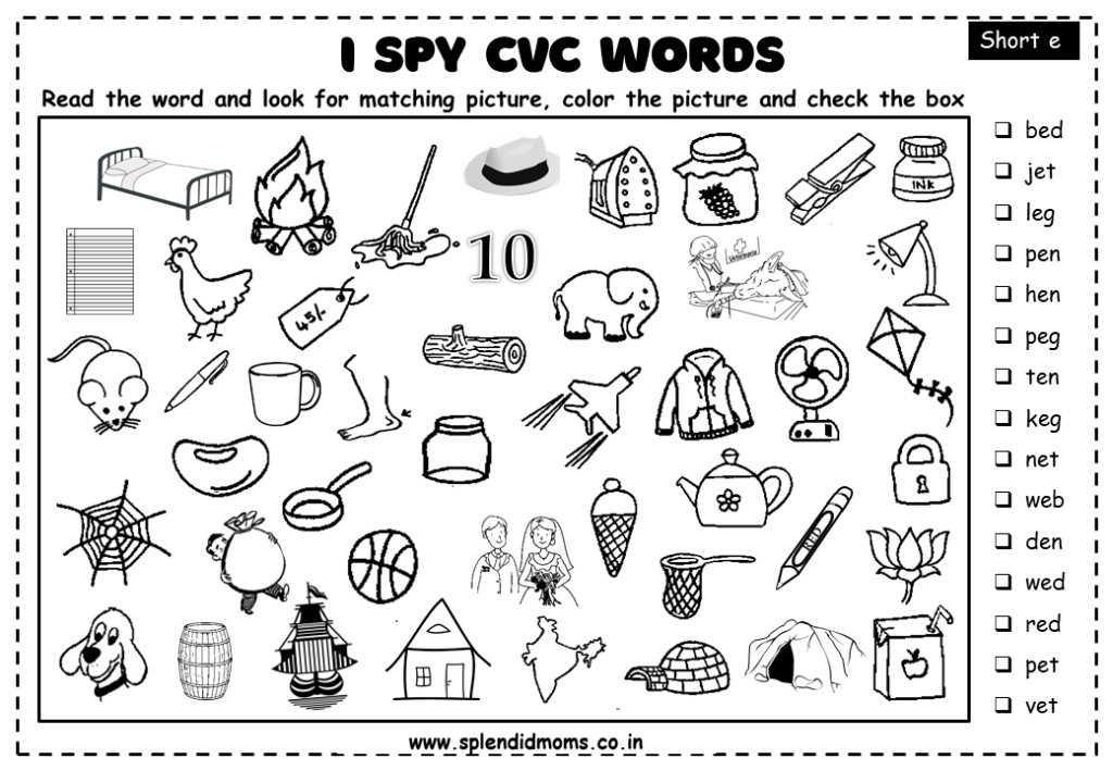 I spy cvc words free worksheet