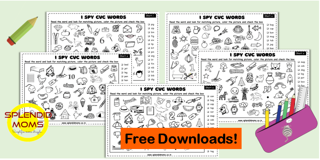 I Spy CVC words Free worksheets