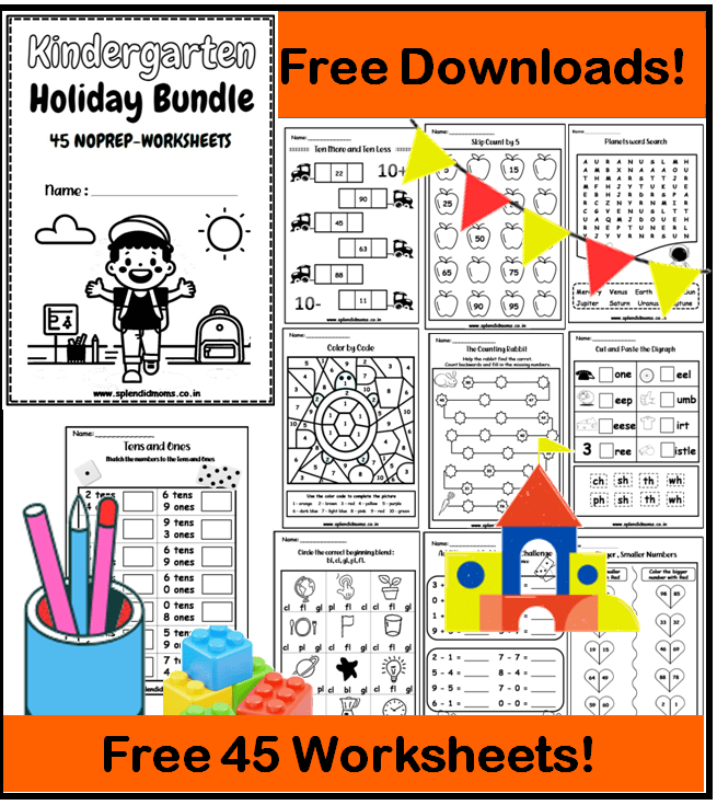 kindergarten holiday bundle free worksheets
