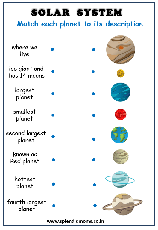 solar system and planets free worksheets