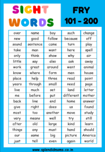 FRY Sight words 101-200