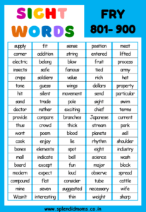 FRY Sight words 801-900