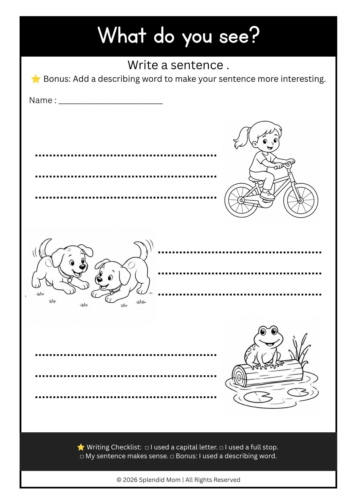 Sentence With Splendid Sentence Writing Worksheets - Creative Writing - Splendid Moms