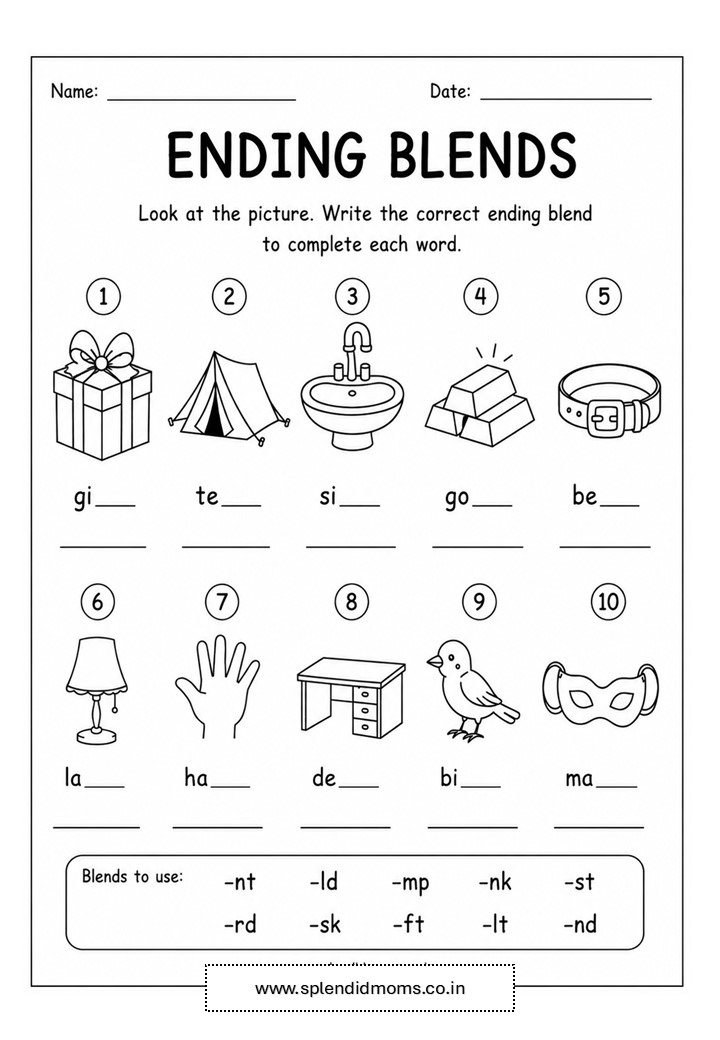 beginning blend worksheet splendidmoms phonics