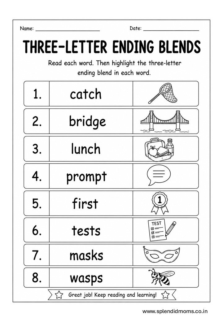 beginning blend worksheet splendidmoms phonics
