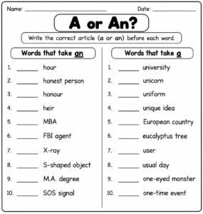 article a an